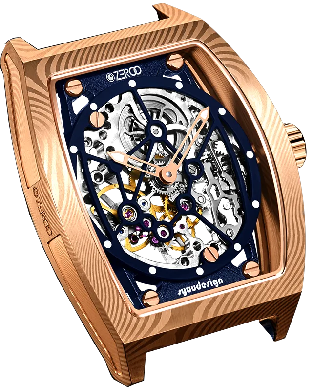 ZEROO M1D Damascus Steel THE AURIGA SKELETON MECHANICALAUTOMATIC WATCH FOR GENTS - ZM001DRBL